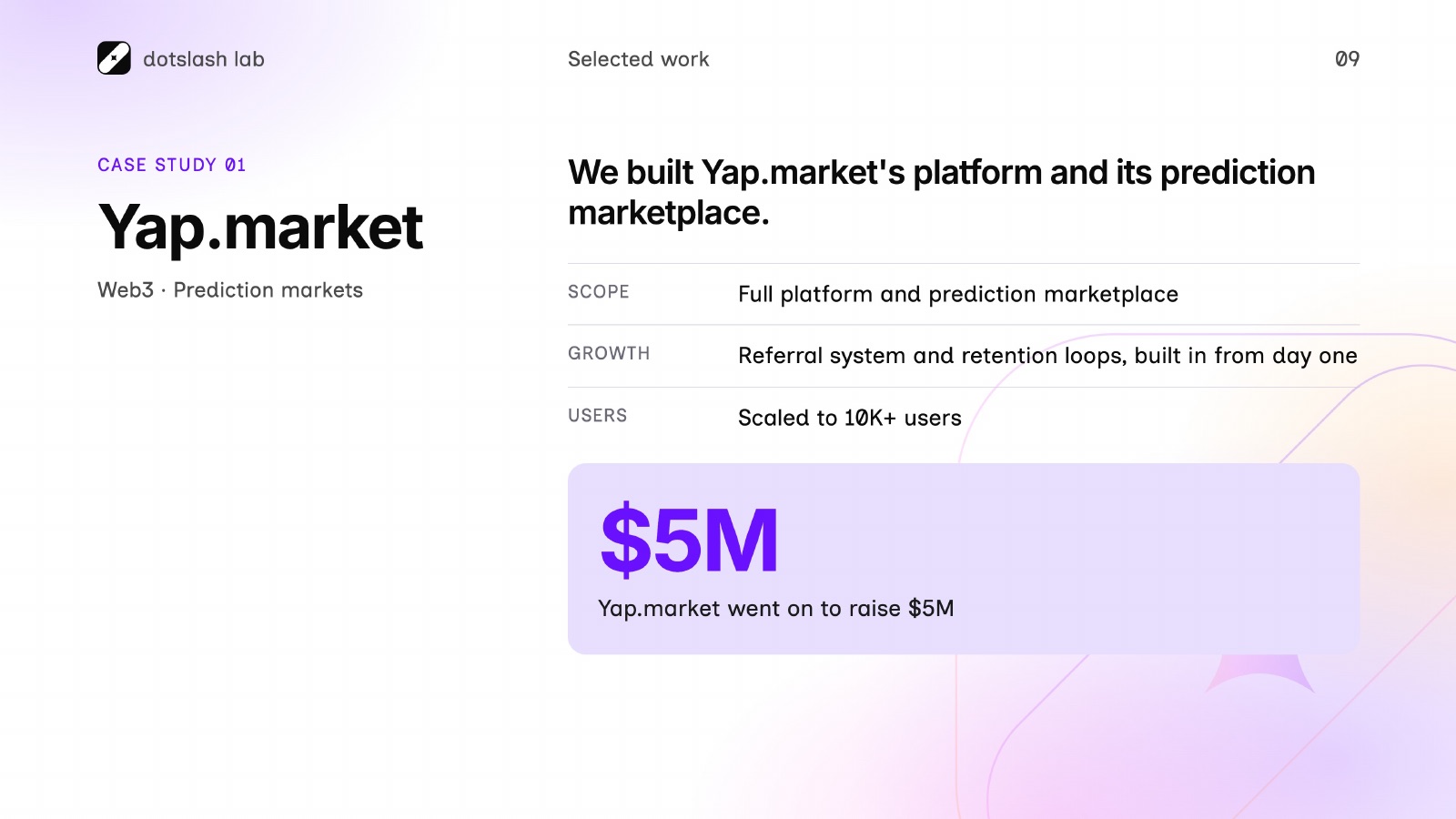 DotSlashLab pitch deck — slide 9 of 16