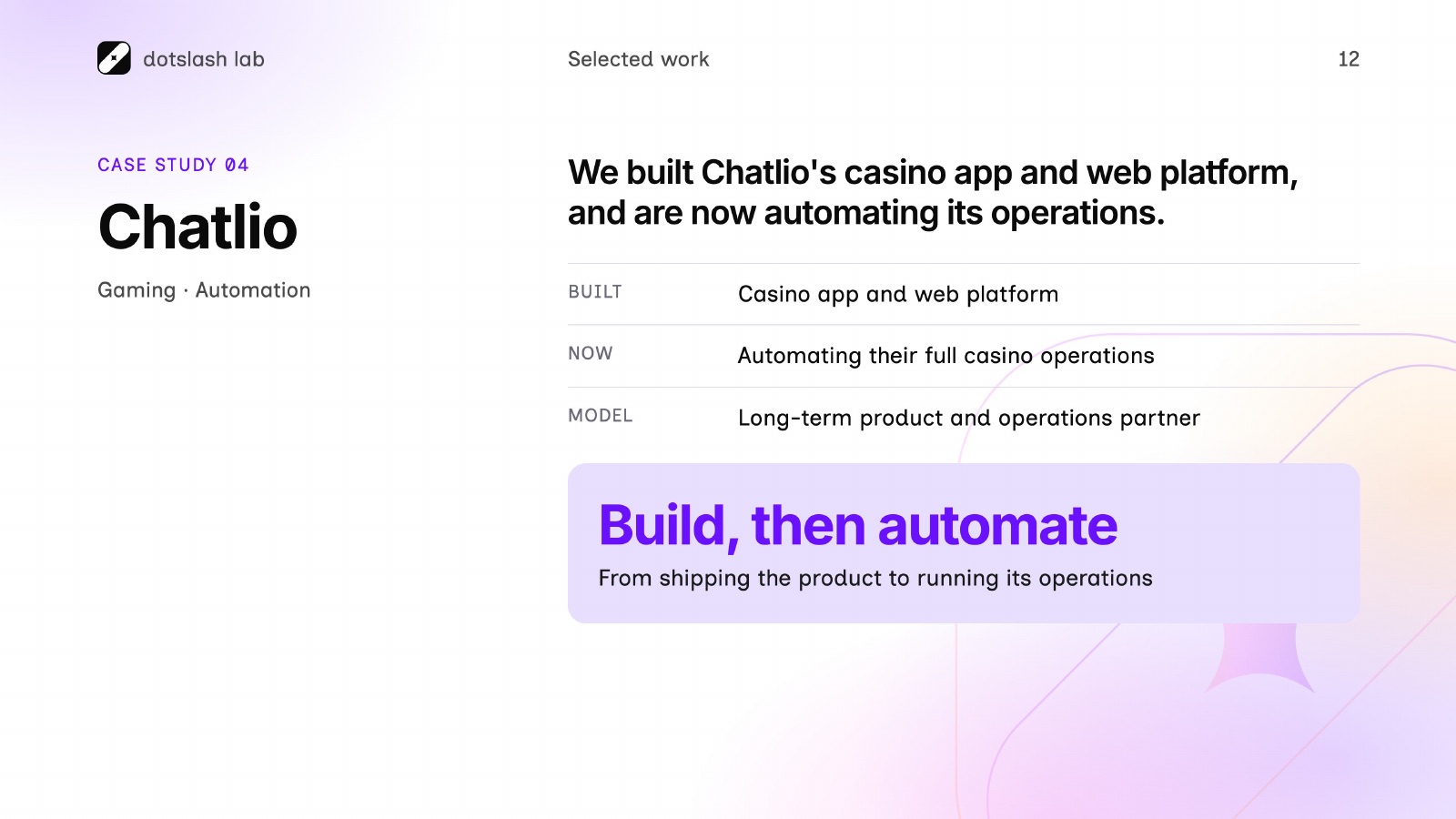 DotSlashLab pitch deck — slide 12 of 16